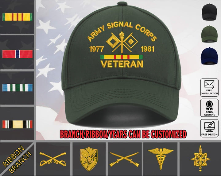 US Army Signal Corps Veteran Custom Embroidered Hat