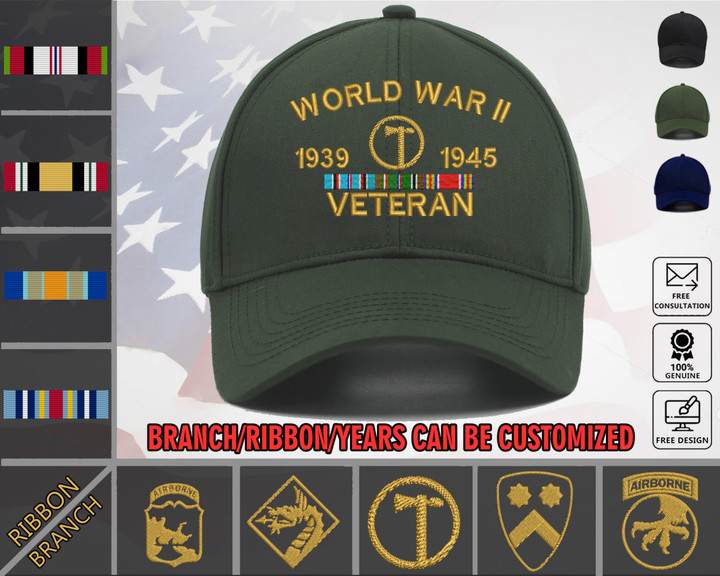 World War 2 Veteran Custom Embroidered Hat - Military Honor Cap