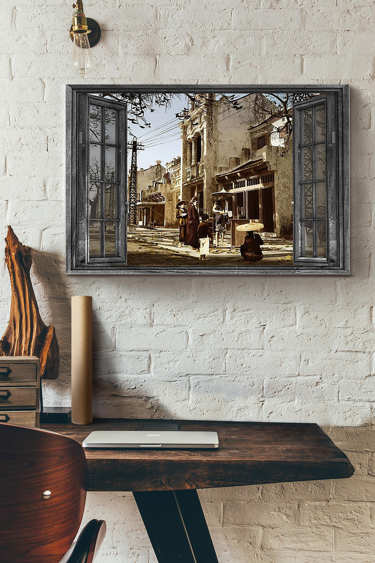 Vietnam Old Town Vintage 3D Window View Gift Idea Decor Framed Prints, Canvas Paintings Wrapped Canvas 8x10
