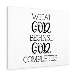 Scripture Canvas God Completes Christian Bible Verse Meaningful Framed Prints, Canvas Paintings Framed Matte Canvas 8x10