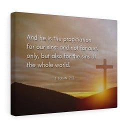 Scripture Canvas Propitiation For Our Sins 1 John 2:2 Christian Bible Verse Meaningful Framed Prints, Canvas Paintings Framed Matte Canvas 12x16
