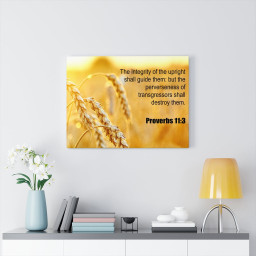 Scripture Canvas The Integrity of The Upright Proverbs 11:3 Christian Bible Verse Meaningful Framed Prints, Canvas Paintings Framed Matte Canvas 32x48