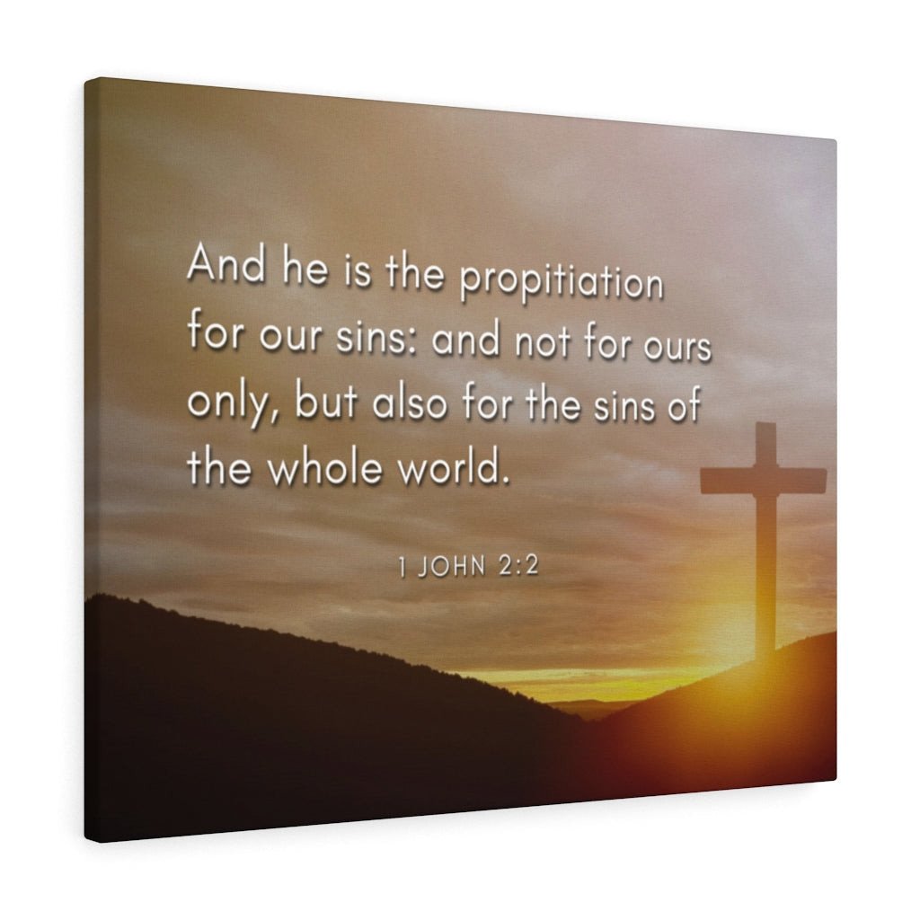 Scripture Canvas Propitiation For Our Sins 1 John 2:2 Christian Bible Verse Meaningful Framed Prints, Canvas Paintings Wrapped Canvas 8x10