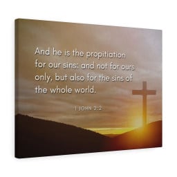 Scripture Canvas Propitiation For Our Sins 1 John 2:2 Christian Bible Verse Meaningful Framed Prints, Canvas Paintings Wrapped Canvas 12x16