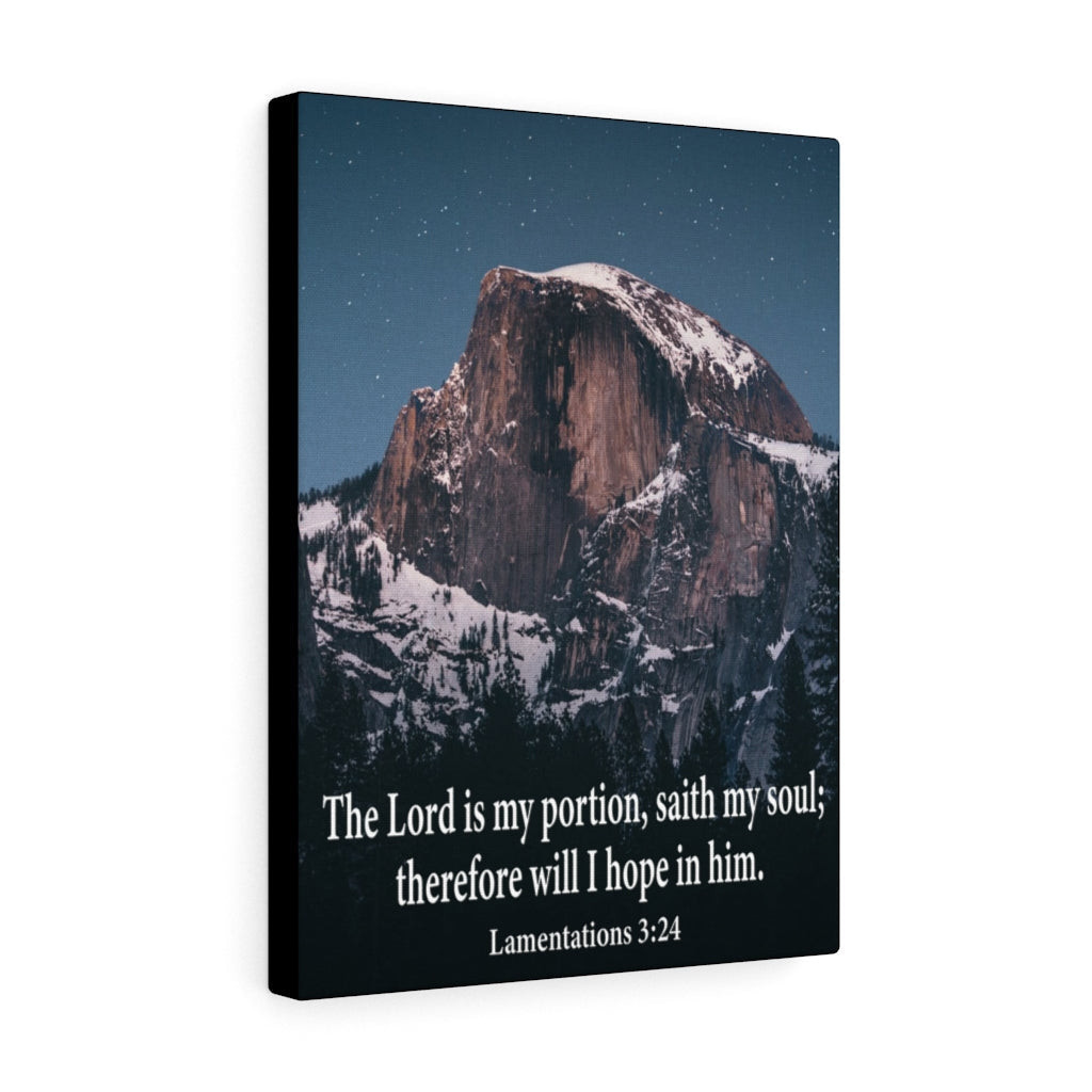 Bible Verse Canvas The Lord is My Portion Lamentations 3:24 Christian Wall Decor Scripture Art Ready to Hang Wrapped Canvas 8x10