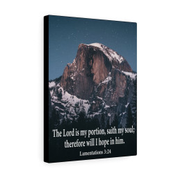 Bible Verse Canvas The Lord is My Portion Lamentations 3:24 Christian Wall Decor Scripture Art Ready to Hang Wrapped Canvas 8x10