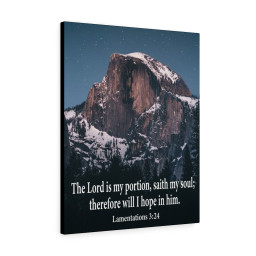 Bible Verse Canvas The Lord is My Portion Lamentations 3:24 Christian Wall Decor Scripture Art Ready to Hang Framed Matte Canvas 24x36