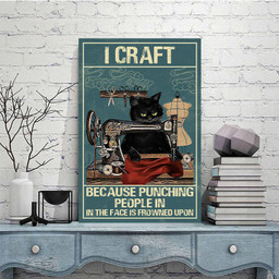 Sewing Lovers I Craft Because Punching People In Canvas Framed Matte Canvas 8x10