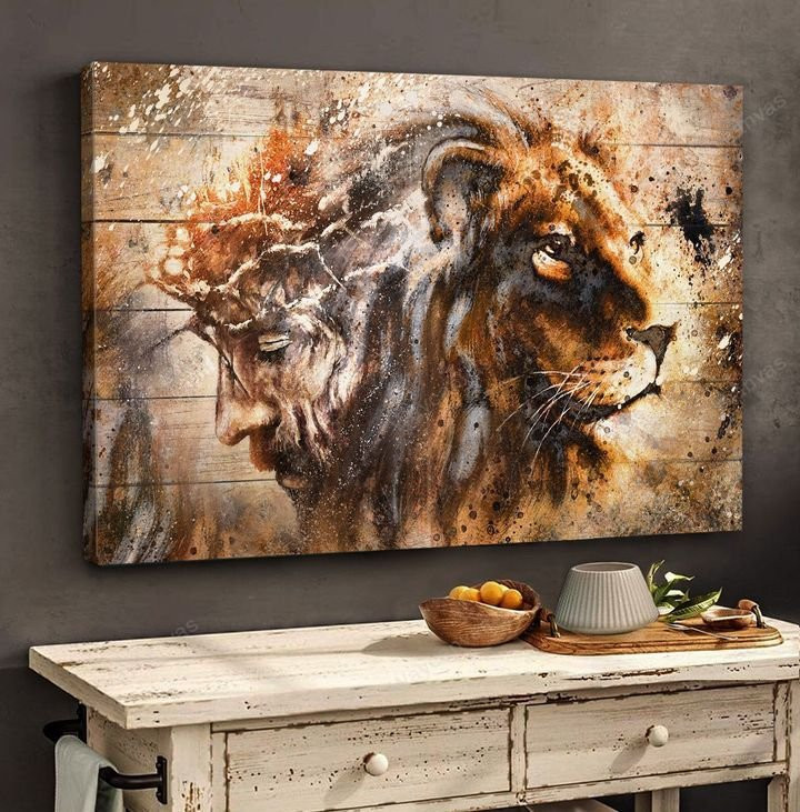 Wonderful Lion And Jesus Landscape Matte Gallery Canvas Painting, Canvas Hanging Gift Idea Framed Prints, Canvas Paintings Wrapped Canvas 8x10