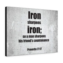 Scripture Canvas Iron Sharpens Iron Proverbs 27:17 Christian Bible Verse Meaningful Framed Prints, Canvas Paintings Framed Matte Canvas 16x24