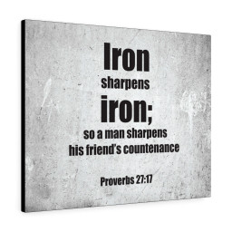 Scripture Canvas Iron Sharpens Iron Proverbs 27:17 Christian Bible Verse Meaningful Framed Prints, Canvas Paintings Framed Matte Canvas 24x36