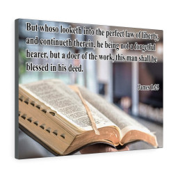 Scripture Canvas Perfect Law of Liberty James 1:25 Christian Bible Verse Meaningful Framed Prints, Canvas Paintings Framed Matte Canvas 20x30
