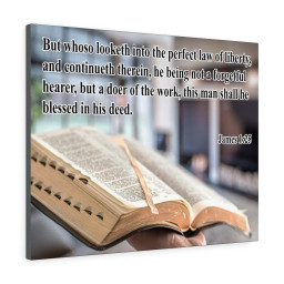 Scripture Canvas Perfect Law of Liberty James 1:25 Christian Bible Verse Meaningful Framed Prints, Canvas Paintings Framed Matte Canvas 8x10
