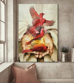 Jesus Painting A Cardinal On His Hand Matte Gallery Canvas Painting, Canvas Hanging Gift Idea Framed Prints, Canvas Paintings Framed Matte Canvas 8x10