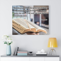 Scripture Canvas Perfect Law of Liberty James 1:25 Christian Bible Verse Meaningful Framed Prints, Canvas Paintings Framed Matte Canvas 32x48