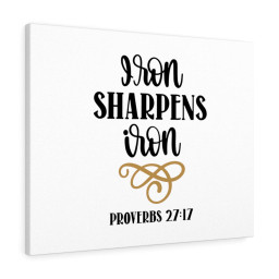 Scripture Canvas Iron Sharpens Iron Proverbs 27:17 Christian Bible Verse Meaningful Framed Prints, Canvas Paintings Framed Matte Canvas 8x10