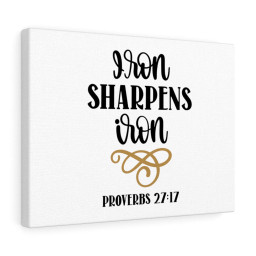 Scripture Canvas Iron Sharpens Iron Proverbs 27:17 Christian Bible Verse Meaningful Framed Prints, Canvas Paintings Framed Matte Canvas 24x36