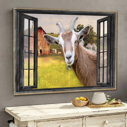 Goat 3D Window View Wall Arts Painting Prints Th0399-Ptd Framed Prints, Canvas Paintings Framed Matte Canvas 8x10
