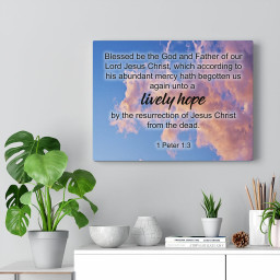 Scripture Canvas Lively Hope 1 Peter 1:3 Christian Bible Verse Meaningful Framed Prints, Canvas Paintings Wrapped Canvas 12x16