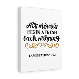 Scripture Canvas Morning Lamentations 3:23 Christian Bible Verse Meaningful Framed Prints, Canvas Paintings Framed Matte Canvas 12x16