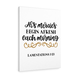 Scripture Canvas Morning Lamentations 3:23 Christian Bible Verse Meaningful Framed Prints, Canvas Paintings Wrapped Canvas 8x10