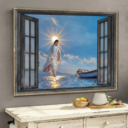 Jesus 3D Window View Opend Window Gift Godfather Aurora Framed Prints, Canvas Paintings Framed Matte Canvas 8x10