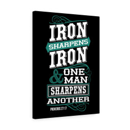 Scripture Canvas Iron Sharpens Iron Proverbs 27:17 Christian Bible Verse Meaningful Framed Prints, Canvas Paintings Wrapped Canvas 12x16