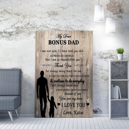 Custom Fathers Day Gift For Step Dad, I Am So Thankful For You Bonus Dad Framed Prints, Canvas Paintings Framed Matte Canvas 16x24