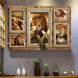 Beautiful Lion And Lamb In Picture Frames Matte Gallery Canvas Painting, Canvas Hanging Gift Idea Framed Prints, Canvas Paintings Framed Matte Canvas 8x10