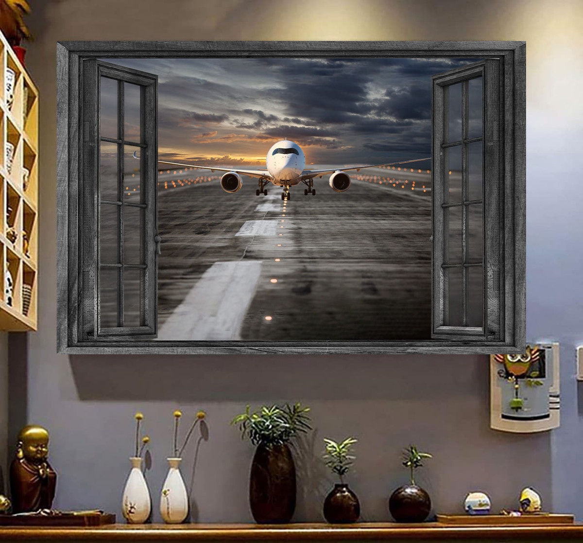 Pilot 3D Window View Painting Art Print Gift Idea Birthday Framed Prints, Canvas Paintings Wrapped Canvas 8x10
