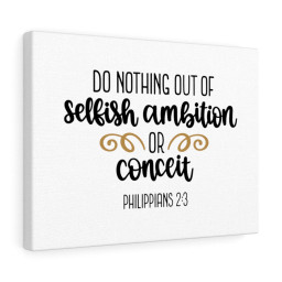 Scripture Canvas No Selfish Ambition & Conceit Philippians 2:3 Christian Bible Verse Meaningful Framed Prints, Canvas Paintings Framed Matte Canvas 24x36
