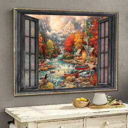 Fishing 3D Window View Canvas Painting Decor Wonderland Fishing Lover Da0360-Tnt Framed Prints, Canvas Paintings Framed Matte Canvas 8x10
