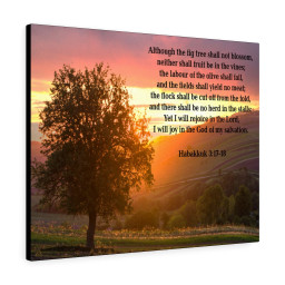 Scripture Canvas God of My Salvation Habakkuk 3:17-18 Christian Bible Verse Meaningful Framed Prints, Canvas Paintings Wrapped Canvas 8x10