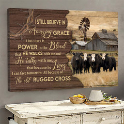 Aberdeen Angus Tranquil Farm The Old Rugged Cross Matte Gallery Canvas Painting, Canvas Hanging Gift Idea Framed Prints, Canvas Paintings Framed Matte Canvas 8x10