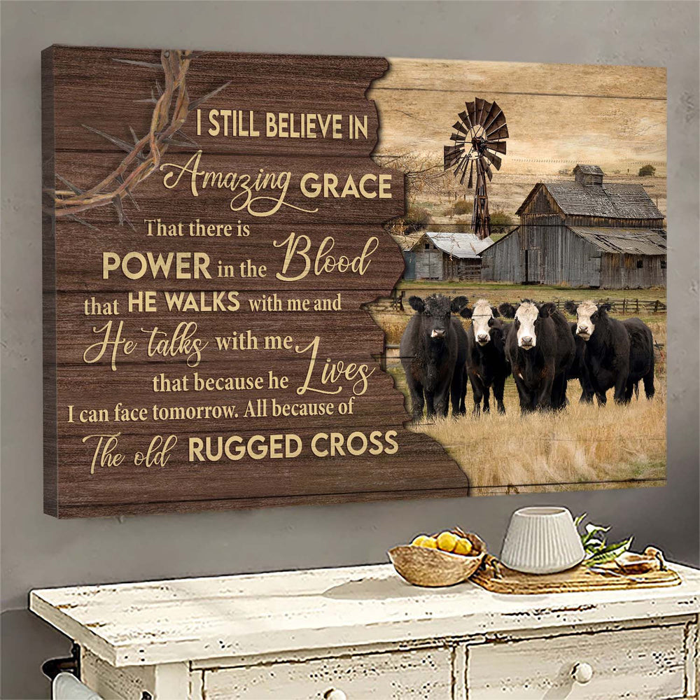 Aberdeen Angus Tranquil Farm The Old Rugged Cross Matte Gallery Canvas Painting, Canvas Hanging Gift Idea Framed Prints, Canvas Paintings Wrapped Canvas 8x10