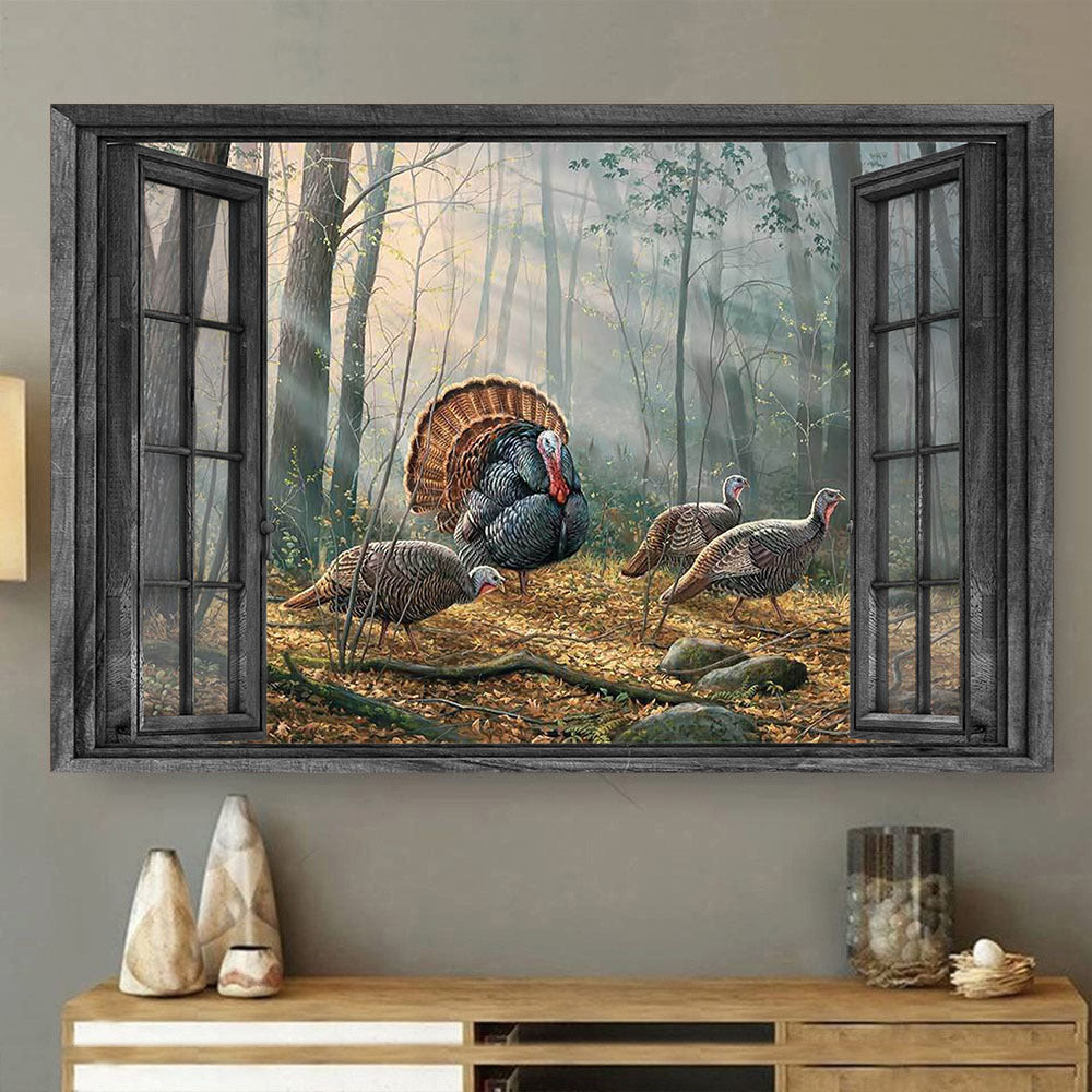 Turkey 3D Window View Painting Art Opend Window Living Decor Gift For Farm Animals Lover Framed Prints, Canvas Paintings Wrapped Canvas 8x10