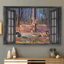 Blacktail Deer 3D Window View Turkeys Hunting Lover Da0402-Tnt Framed Prints, Canvas Paintings Framed Matte Canvas 8x10