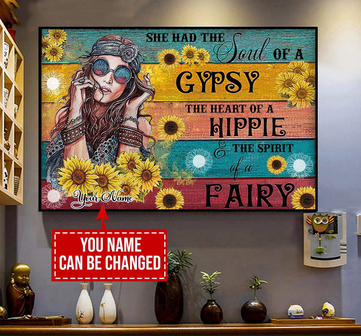 Personalized Hippie She Had The Soul Of A Gypsy Framed Prints, Canvas Paintings Wrapped Canvas 8x10