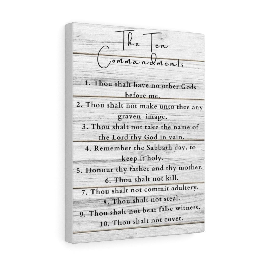 Scripture Canvas Ten Commandments White Wood Christian Meaningful Framed Prints, Canvas Paintings Wrapped Canvas 8x10