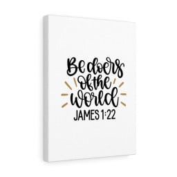 Scripture Canvas The World James 1:22 Christian Bible Verse Meaningful Framed Prints, Canvas Paintings Framed Matte Canvas 24x36