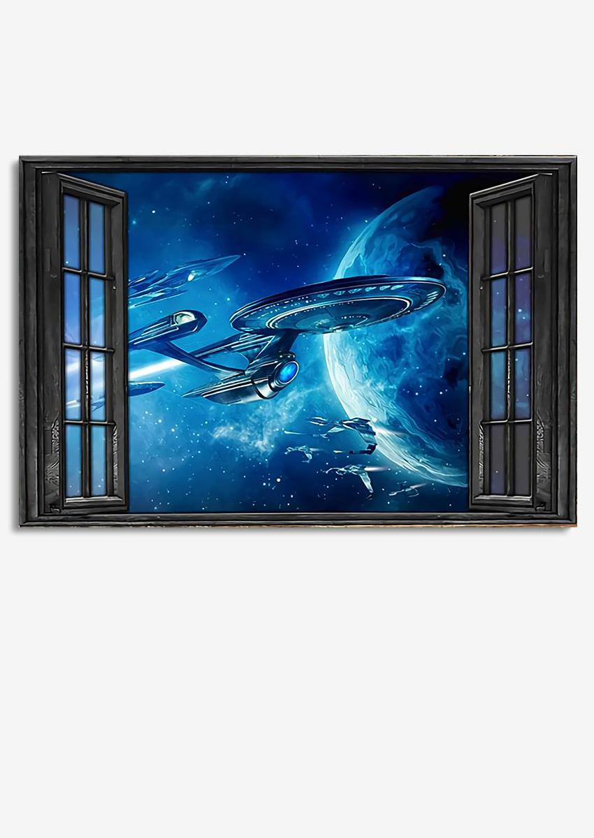 Spacecraft Star War Vintage 3D Window View Gift Idea Movie For Housewarming 04 Framed Prints, Canvas Paintings Wrapped Canvas 8x10