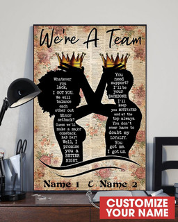 King & Queen Were A Team Wall Arts Personalized Custom Gift Idea Birthday Framed Prints, Canvas Paintings Wrapped Canvas 8x10