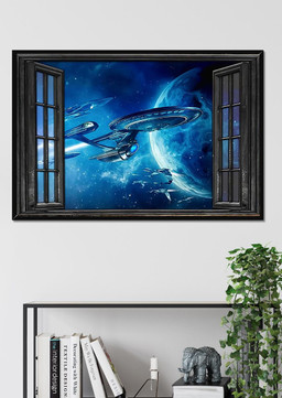 Spacecraft Star War Vintage 3D Window View Gift Idea Movie For Housewarming 04 Framed Prints, Canvas Paintings Framed Matte Canvas 32x48