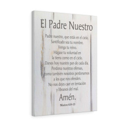 Scripture Canvas Lords Prayer Spanish El Padre Nuestro White Wood Christian Meaningful Framed Prints, Canvas Paintings Framed Matte Canvas 24x36