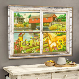 Wonderful World 3D Window View Canvas Painting Art Peaceful Farm Lover Gift For Friend Gift Birthday Framed Prints, Canvas Paintings Wrapped Canvas 8x10
