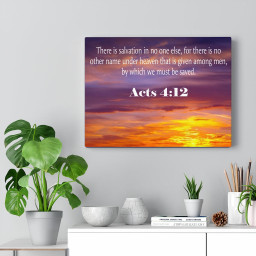 Scripture Canvas Salvation Acts 4:12 Christian Bible Verse Meaningful Framed Prints, Canvas Paintings Framed Matte Canvas 32x48