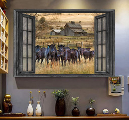 Angus Cattle 3D Window View Canvas Painting Art Farm Animals Gift For Friend Framed Prints, Canvas Paintings Framed Matte Canvas 8x10