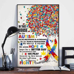 Ribbon Tree In This House We Do Autism We Do Meltdowns & Avoidance Autism Awareness Matte Gallery Canvas Painting, Canvas Hanging Gift Idea Framed Prints, Canvas Paintings Framed Matte Canvas 8x10