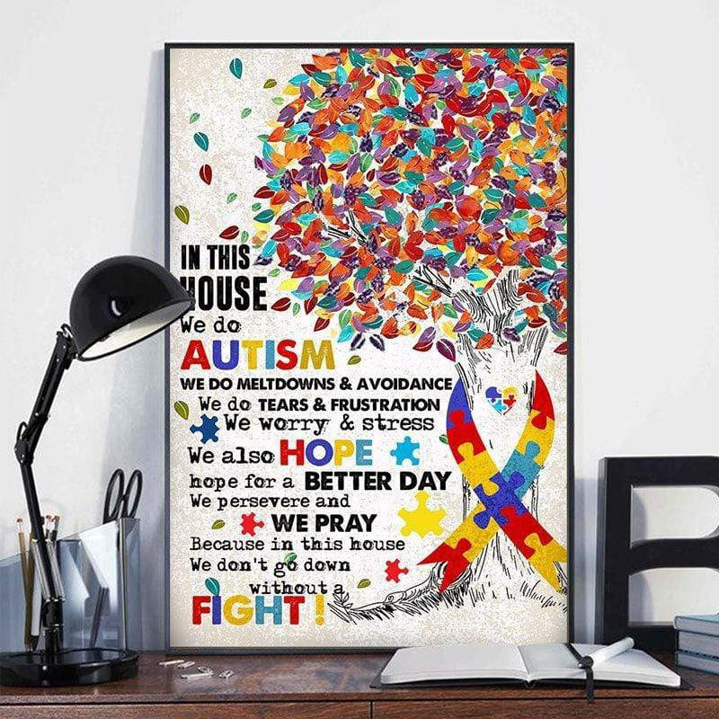Ribbon Tree In This House We Do Autism We Do Meltdowns & Avoidance Autism Awareness Matte Gallery Canvas Painting, Canvas Hanging Gift Idea Framed Prints, Canvas Paintings Wrapped Canvas 8x10