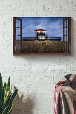 Tractor Window Night View Decor Framed Prints, Canvas Paintings Framed Matte Canvas 12x16